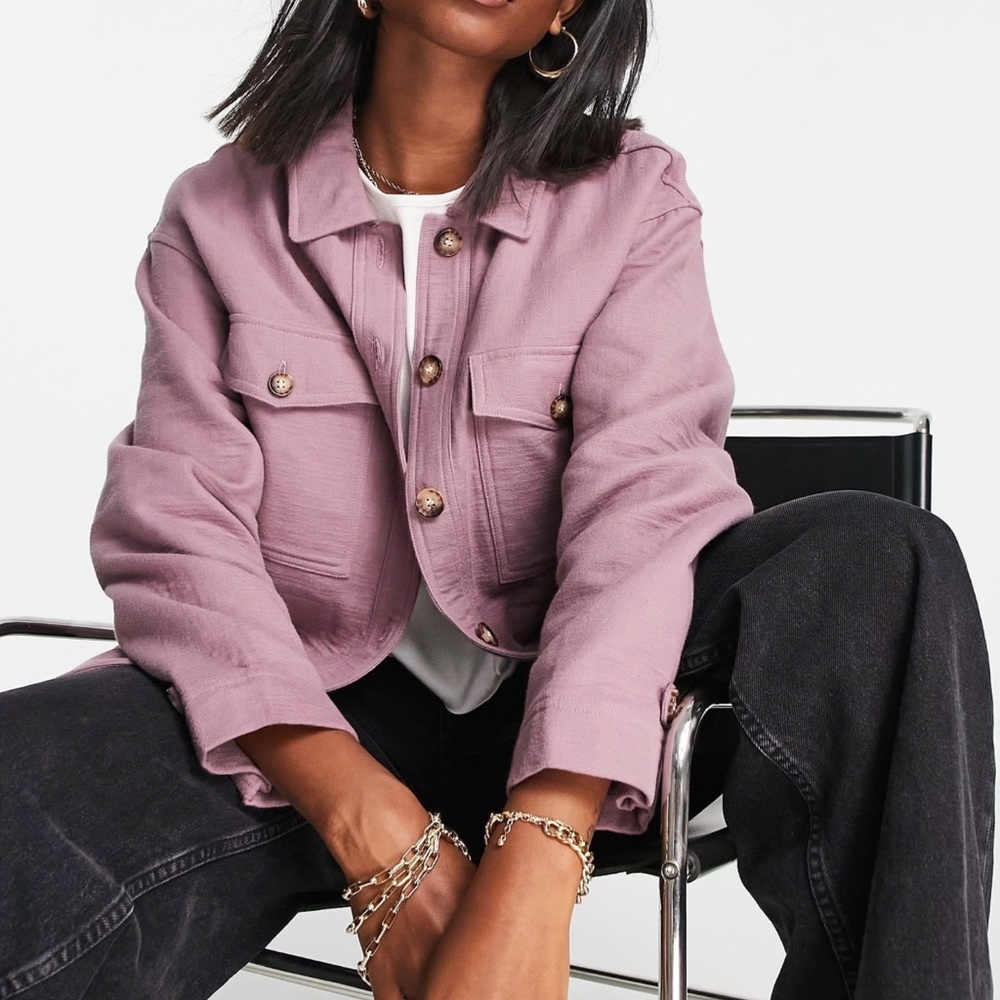 Madewell Crinkle Branner Waffleback Shirt Jacket Faded Fig Womens small